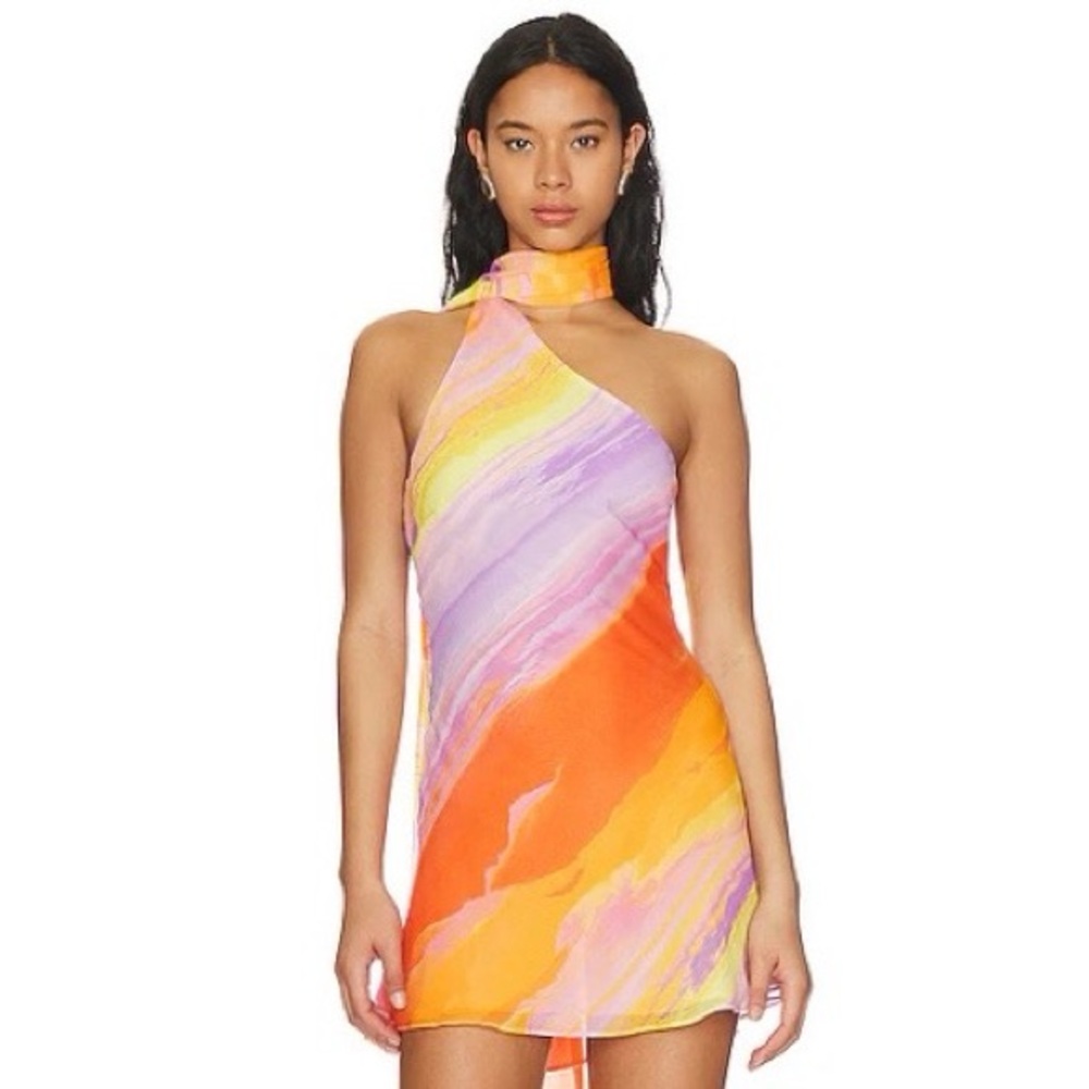 NWT For Love and Lemons Sunny Mini Dress in Multi Sz S